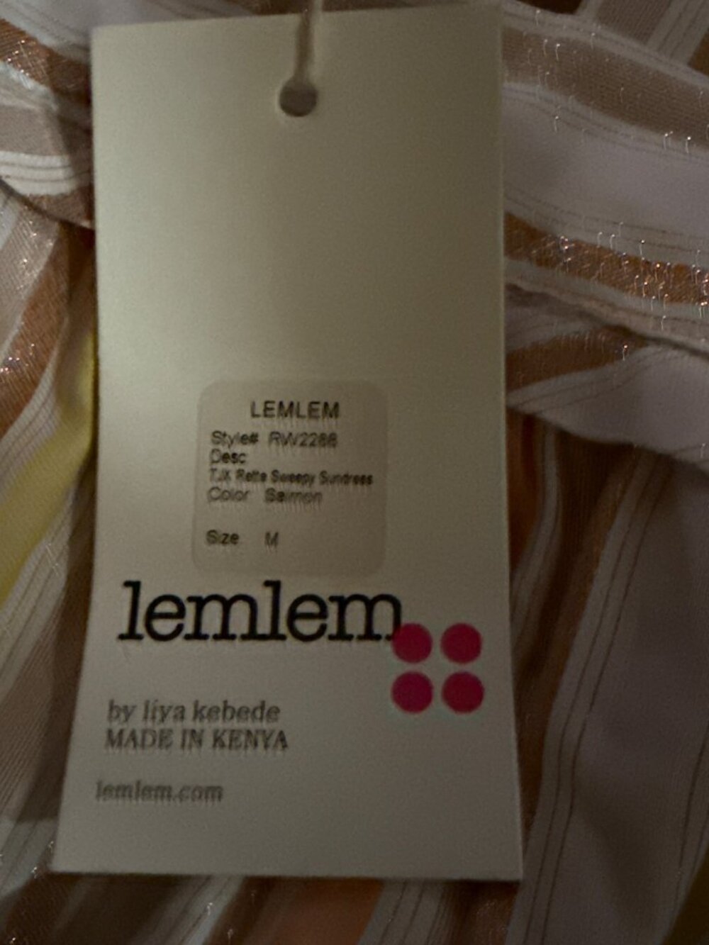 Lemlem Retta Sweepy Sundress Medium Cream Metallic Stripe Tiered Maxie NWT New - Picture 2 of 3